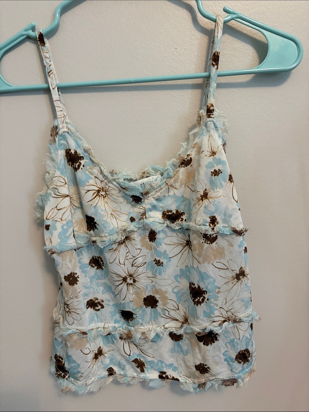Banana Republic Y2K Silk Ivory, Light Blue and Tan Camisole